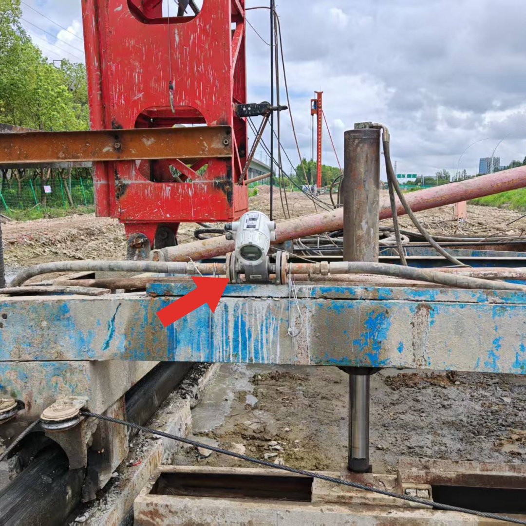 Electromagnetic flow meter installation site on industrial pipeline